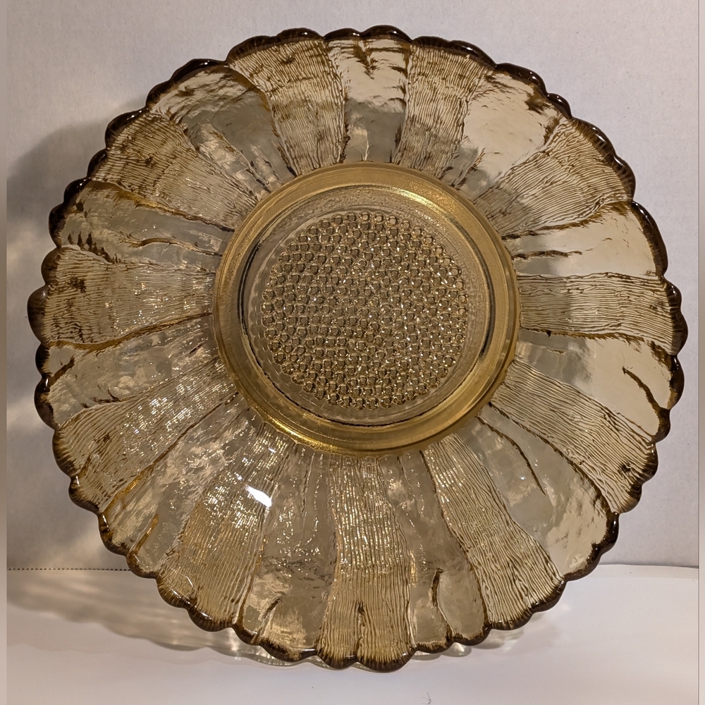 Vintage 1960’s Indiana Glass Amber Sunflower Mid Century Fruit Bowl.